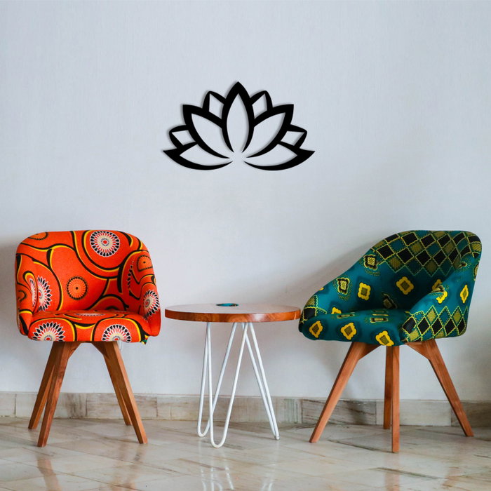 Wallity Lotus Flower 2 Metal Decor Negro